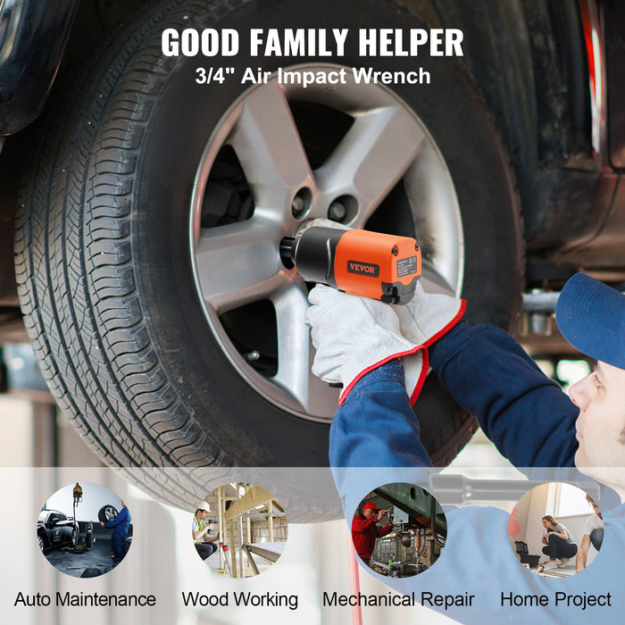 VEVOR Air Impact Wrench, 3/4-Inch Drive Air Impact Gun, Up to 1870ft-lbs Nut-busting Torque, Composite Pneumatic Impact Wrench for Auto_epairs_nd_aintenance Heavy Duty