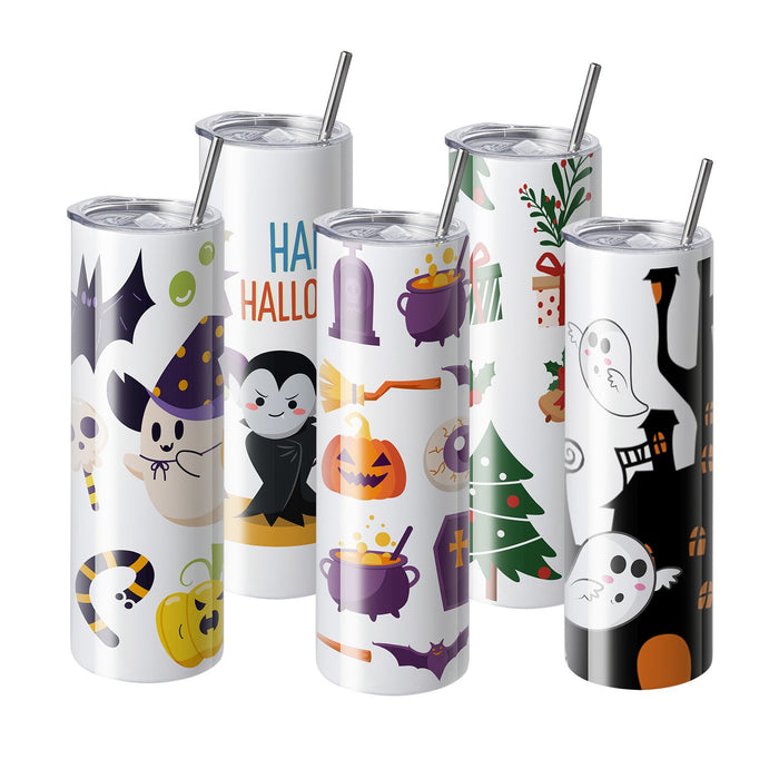 VEVOR 8 Pack Straight Sublimation Tumblers, 30 oz Blank Tumbler Bulk, Stainless Steel Double Wall Tumbler Cups with Straw, Lid, Brush, Base, Shrink Wrap, Gift Box, for Heat Press and Heat Transfer