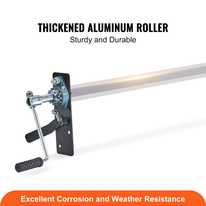 VEVOR Hand Crank Tarp Roller Kit, 1.6-2.6 m Wide, Aluminum Alloy, Manual Cab Level Dump Truck Tarp Roller with 17.8 cm Sponge-Wrapped Handle, Perfect for Dump Trucks, Trailers, Trash Haulers (No Tarp)