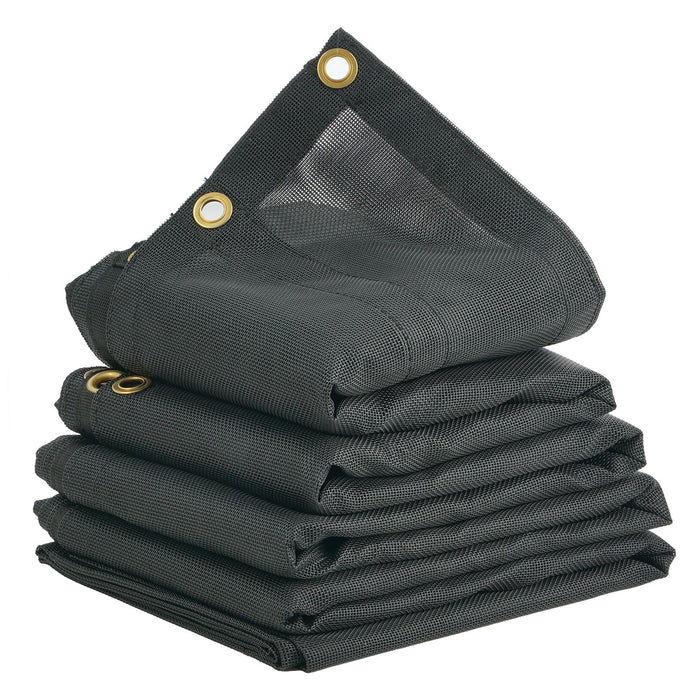 VEVOR Dump Truck Mesh Tarp, 5 x 14 ft, PVC Coated Black Heavy Duty Cover with 5.5" 18oz Double Pocket, Brass Grommets, Reinforced Double Needle Stitch Webbing Fits Manual or Electric Dump Truck System