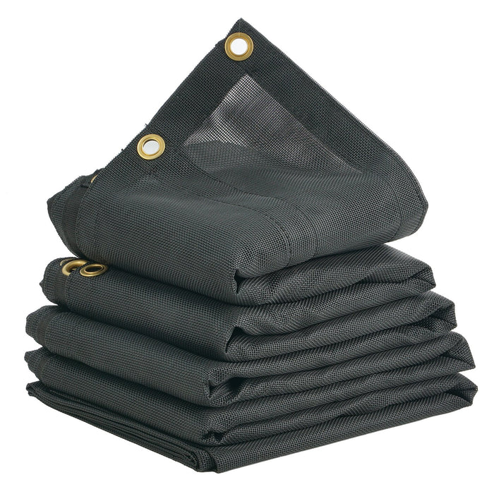VEVOR Dump Truck Mesh Tarp, 5 x 14 ft, PVC Coated Black Heavy Duty Cover with 5.5" 18oz Double Pocket, Brass Grommets, Reinforced Double Needle Stitch Webbing Fits Manual or Electric Dump Truck System
