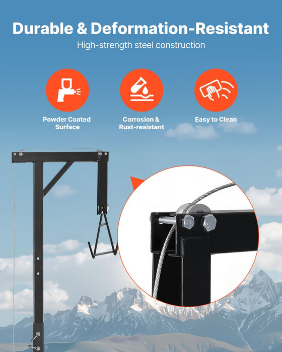 Truck Hitch Game Hoist, 300 lbs Load Capacity, Hunting Deer Hoist with 2-inch Receiver, 360-Degree Swivel Shaft & Adjustable Height, Includes Gambrel Winch for Skinning & Cleaning Game
