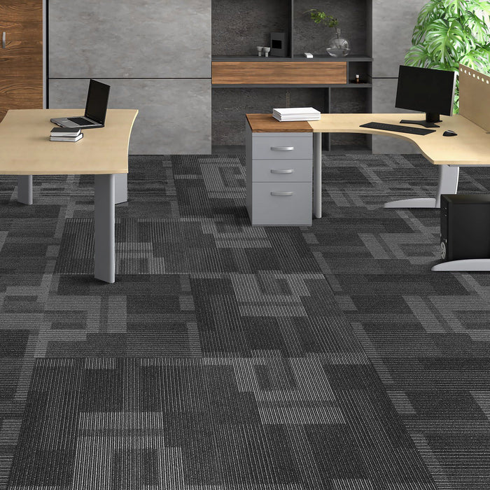 Carpet Tiles Reusable, 24"x 24"Carpet Squares With Padding Attached, Soft Padded Carpet Tiles, Easy Install DIY for Bedroom Living Room (24Tiles, Mixed Gray)