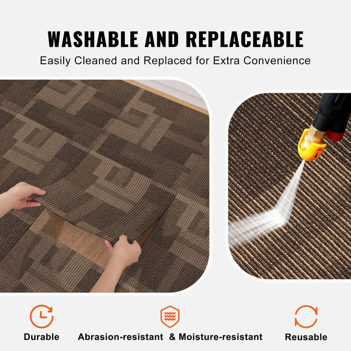 Carpet Tiles Reusable, 24"x 24"Carpet Squares With Padding Attached, Soft Padded Carpet Tiles, Easy Install DIY for Bedroom Living Room (24Tiles, Mixed Brown)