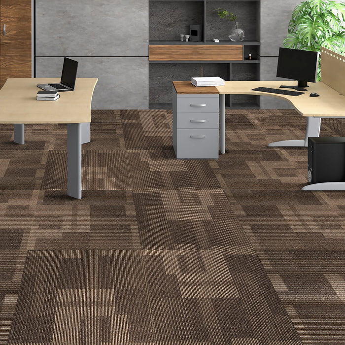 Carpet Tiles Reusable, 24"x 24"Carpet Squares With Padding Attached, Soft Padded Carpet Tiles, Easy Install DIY for Bedroom Living Room (24Tiles, Mixed Brown)