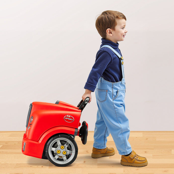 Engine Toy, 60 Pieces, Kids Mechanic Car Repair Set with Removable Parts, Lights and Sounds, Steering Wheel and Horn, Kids Mechanic Workshop Set for Toddler Ages 3 Years and Up, Red