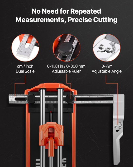 VEVOR 430mm Manual Tile Cutter for Wall & Polished Tiles,Double Rails for Precise Cutting, Tungsten Carbide Wheel,Non-Slip Handle,Anti-Displacement Pressure Rod,Precise Cuts for Pros & Beginners