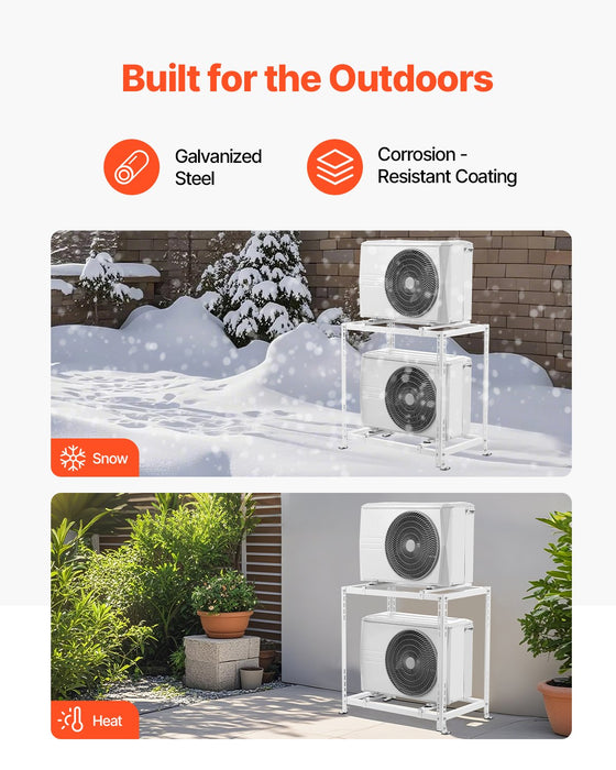 VEVOR Mini Split Ground Stand, Anti-Vibration Mini Split Stand for 9000-18000 BTU Ductless Air Conditioner Heat Pump, Heavy Duty AC Base Bracket Floor Mount w/ 250kg Max. Load,Dual Levels