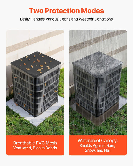 Air Conditioner Cover, 914 x 914 x 1010 mm Ac Cover for Air Conditioning Unit, Dual-Layer, Detachable Canopy,Waterproof Polyester, Universal HVAC Protector for Outdoor Outside Ac Unit, Black