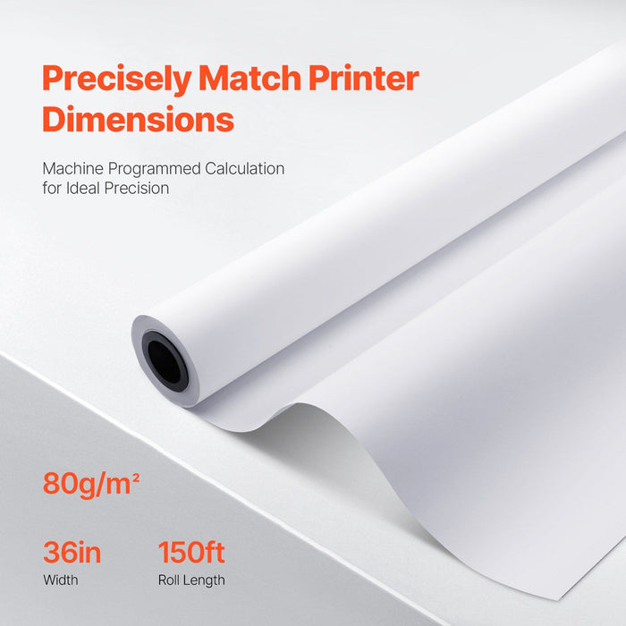 Wide Format Paper, 914.4 mm x 45.7 m Plotter Paper, 4 Rolls CAD Bond Rolls with 50.8 mm Core, 15 KG Plotter Paper Rolls, for CAD Drawings, Engineering Plans, GIS Maps & Architectural Designs