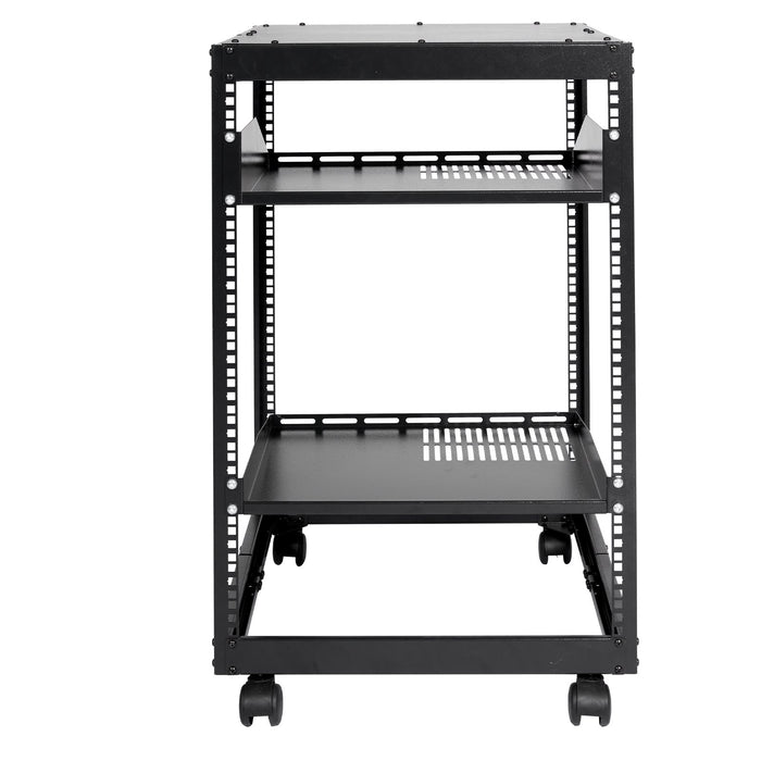 VEVOR 15U Open Frame Server Rack, 23-40 in Adjustable Depth, Free Standing or Wall Mount Network Server Rack, 4 Post AV Rack with Casters, Holds All Your Networking IT Equipment AV Gear Router Modem