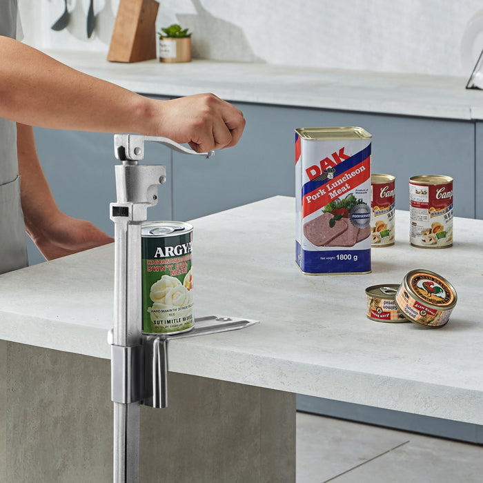 VEVOR Commercial Can Opener, Heavy-Duty Manual Tabletop Cans Opener for Cans Up to 300 mm Height, Height-Adjustable Professional Can Openers Fixed with Screws, for Restaurant, Hotel, and Food Store