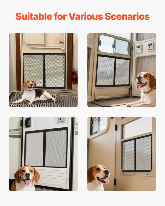 VEVOR RV Screen Door Protector,  622.3 x 508 mm Door Grille, Easy to Install and Disassemble, Reinforced Breathable Protective Mesh, Aluminum Alloy Camper RV Entry Protector for Pet Protection, Black