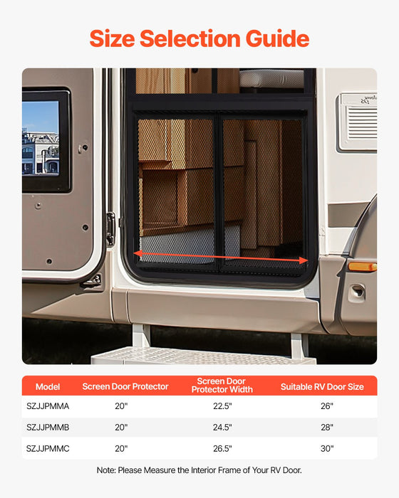 VEVOR RV Screen Door Protector, 571.5 x 508 mm Door Grille, Easy to Install and Disassemble, Reinforced Breathable Protective Mesh, Aluminum Alloy Camper RV Entry Protector for Pet Protection, Black
