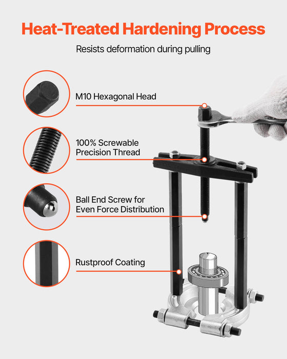 VEVOR Bearing Puller Kit, 14-Piece 5 Ton Capacity Bearing Separator, Pinion Wheel Bearing Removal Kit with 50 mm and 70 mm Jaws, Bearing Puller Set, Heavy Duty Bearing Splitter Tool Kit with Case