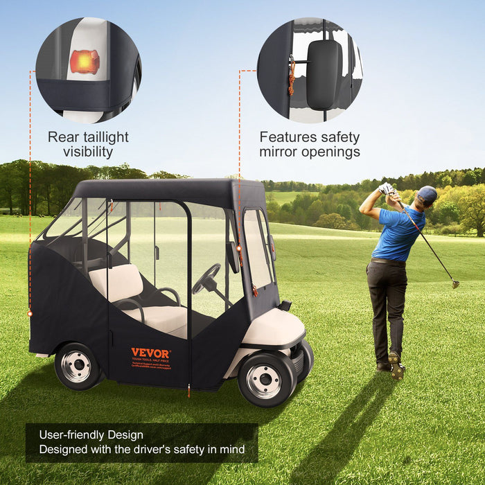 Golf Cart Enclosure, Polyester Driving Enclosure, Club Car Covers Suitable for 2-Seater Golf Carts, Sunproof and Dustproof Outdoor Cart Cover