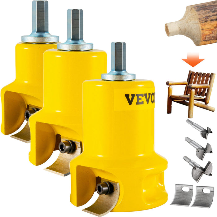 VEVOR Tenon Cutter Log Furniture Kit 1" & 1.5"& 2" w/ Curved Blade for Home DIY
