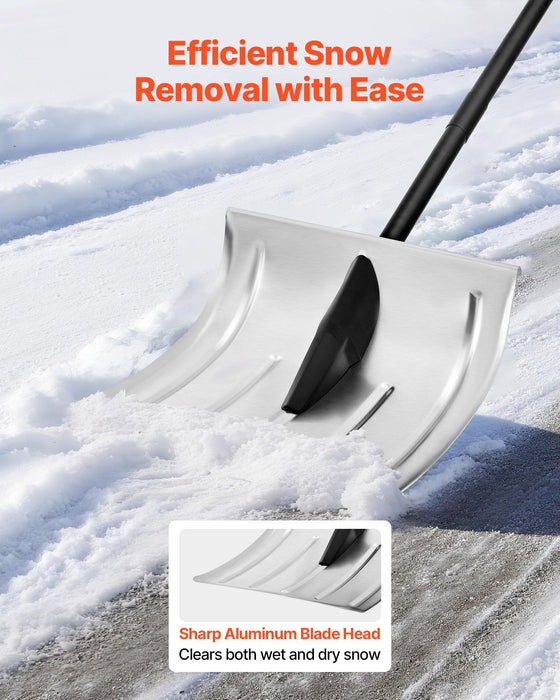 Snow Shovel for Driveway, 40cm Wide Aluminum Alloy Snow Shovel, Non Slip Grip, Large Capacity Snowplow Shovels, Detachable & Lightweight Snows Removal Tool for Garden Car Camping Outdoors