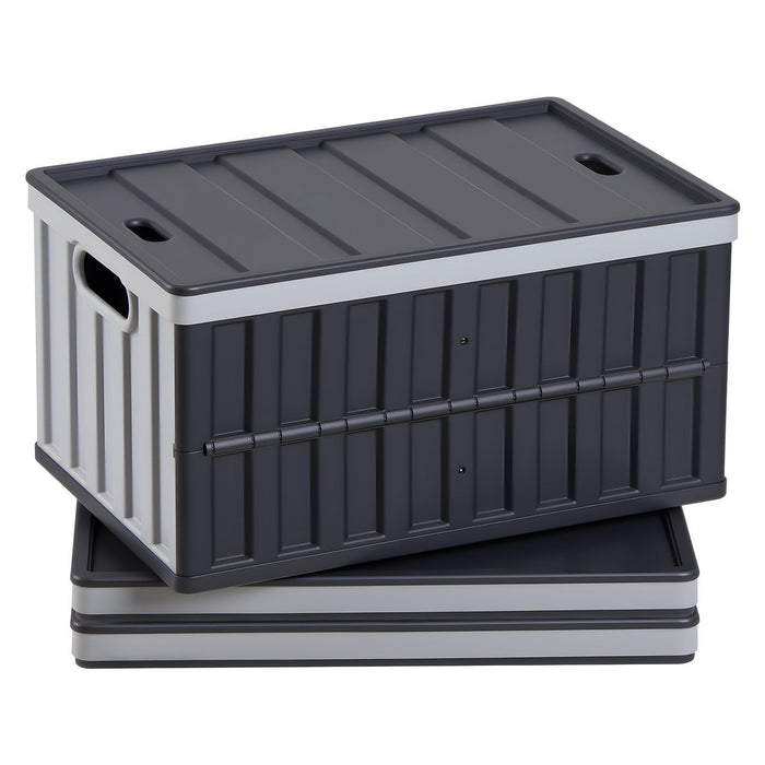 Plastic Collapsible Storage Bins with Lids, 65L 3 Packs, Stackable Folding Storage Crates with Handles, Holds 38 kg Per Bin, Heavy Duty Containers, Space-Saving Baskets, for Home Organizing