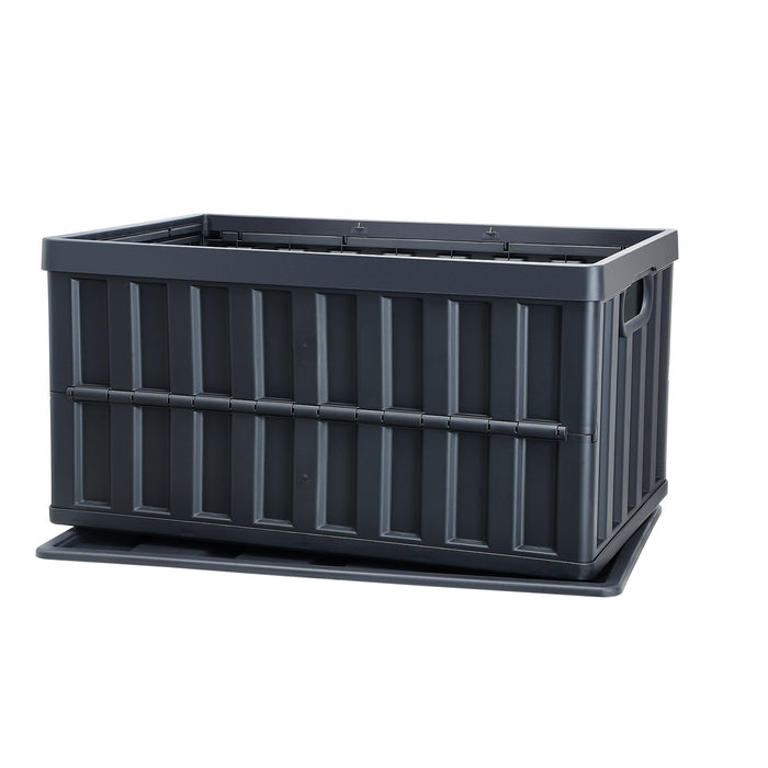 VEVOR Collapsible Storage Bins with Lids, 65L 3 Packs, Folding Plastic Stackable Utility Crates with Handles, Large Heavy Duty Containers for Clothes, Toys, Books, Snack, Shoes, and Grocery Organizing