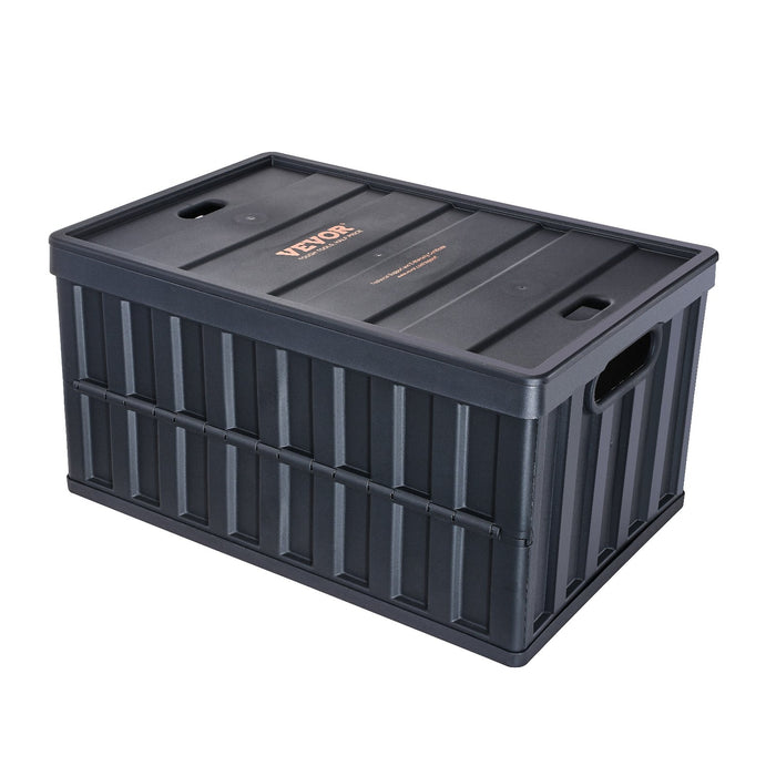 VEVOR Collapsible Storage Bins with Lids, 65L 3 Packs, Folding Plastic Stackable Utility Crates with Handles, Large Heavy Duty Containers for Clothes, Toys, Books, Snack, Shoes, and Grocery Organizing
