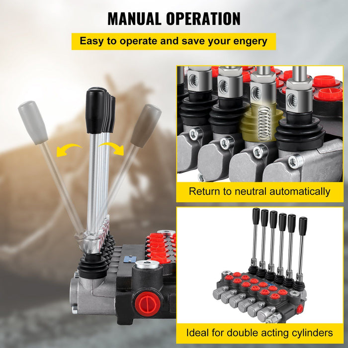 Hydraulic Directional Control Valve, 6 Spool Hydraulic Spool Valve, 11 GPM Hydraulic Loader Valve, 3600 PSI Directional Control Valve, Hydraulic Valves And Controls For Tractors Loaders Tanks