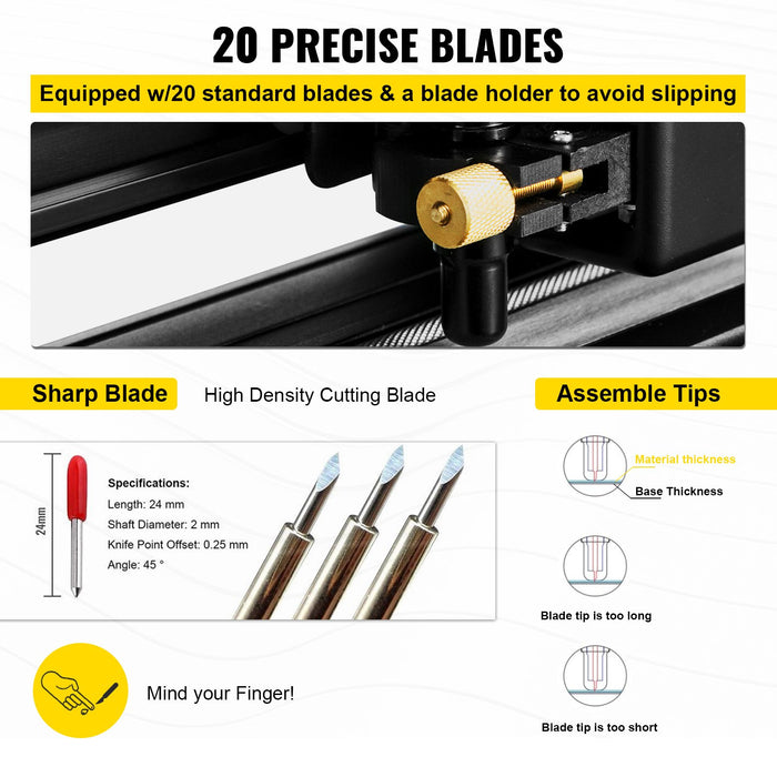 VEVOR 720mm Vinyl Cutter/Plotter Sign Cut Machine Software 20 Blades LCD Black