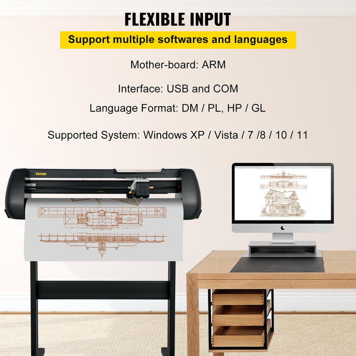 VEVOR Vinyl Cutter, 28inch Paper Feed Cutting Plotter Bundle, Adjustable Force & Speed Vinyl Printer with Powerful Stepper Motors, Signmaster Software Bundle Kit Compatible with Windows System