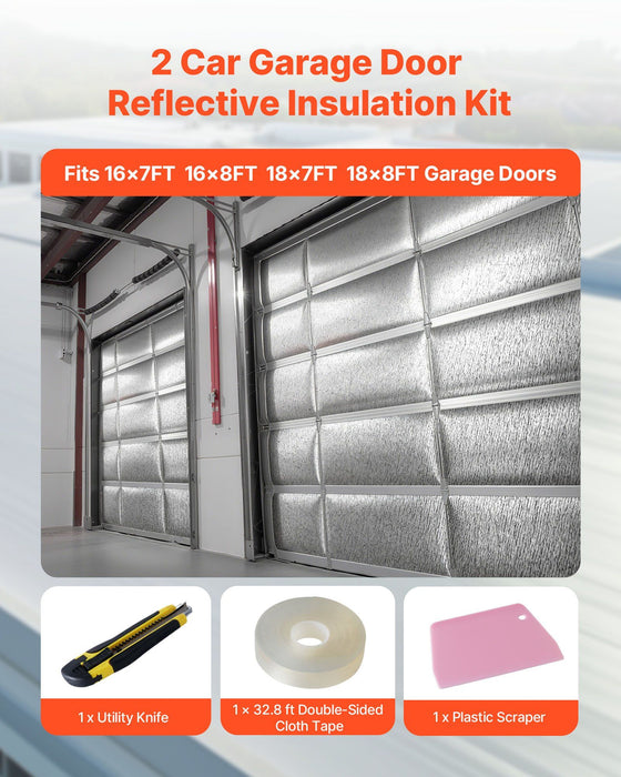 Reflective Insulation Roll, 2 Car Garage Door Thermal Insulation Kit, 6mm 5.49 m x 0.61 m, 4 Rolls Aluminum Foil EPE Foam Core Radiant Barrier, White PE Film Heat Shield for Garage Doors