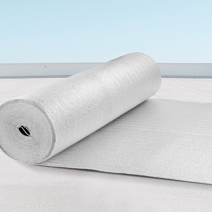Double Reflective Insulation Roll, Foam Core Radiant Barrier, 3.2 mm 48 in x 50 ft, Double-Sided Aluminum Foil EPE Foam Heat Reflective Shield, Thermal Insulation Roll for Window RV Roof
