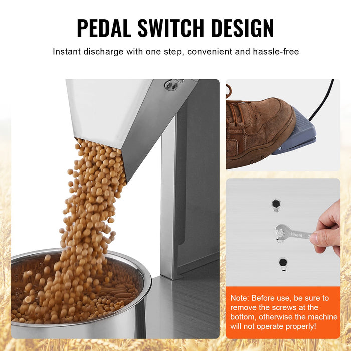 VEVOR Particle Filling Machine, 10-1000g, Automatic Filler Machine with Foot Pedal, Stainless Steel Weighing Filling Machine, Weigh Filler Packing Machine for Beans Seeds Grains Tea Granular Packing