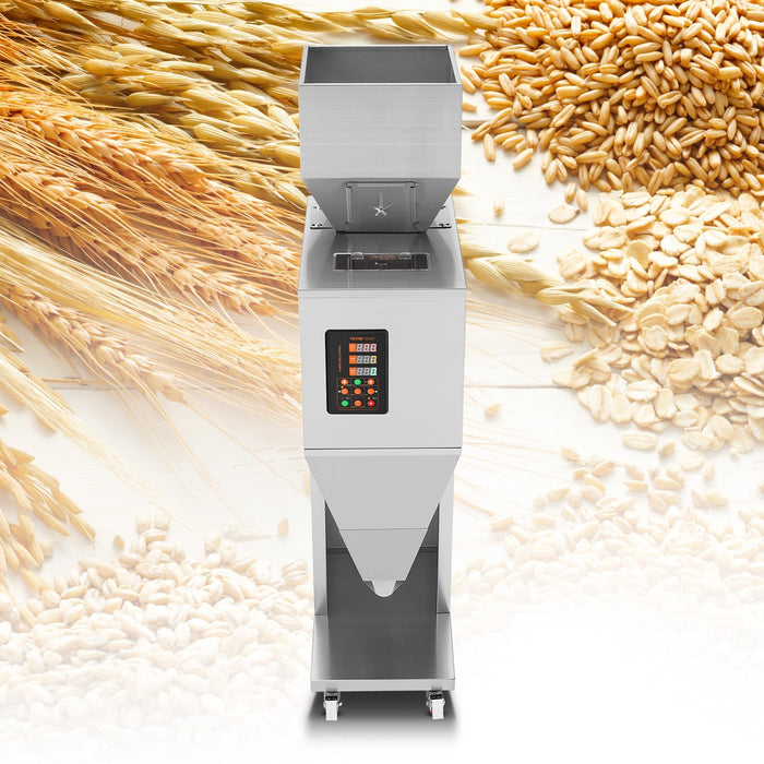 VEVOR Particle Filling Machine, 10-1000g, Automatic Filler Machine with Foot Pedal, Stainless Steel Weighing Filling Machine, Weigh Filler Packing Machine for Beans Seeds Grains Tea Granular Packing