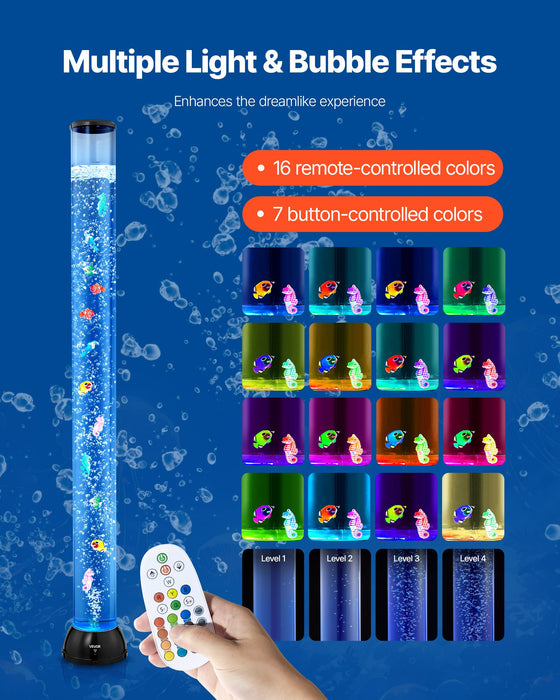 VEVOR Bubble Tube Lamp 16 Color 1.2 m Sensory Aquarium Lamp for Relief Calming