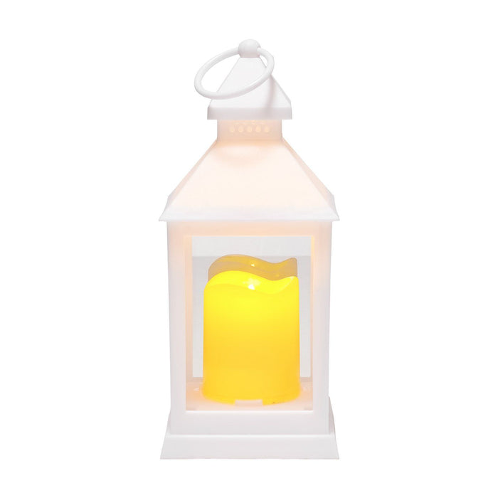 12 Pcs Decorative Candle Lantern, LED Electric Flameless Candle, Plastic LED Holder with Glass, Wall Hanging Indoor Porch Lanterns for Wedding Table Party Farmhouse Indoor Decor, White