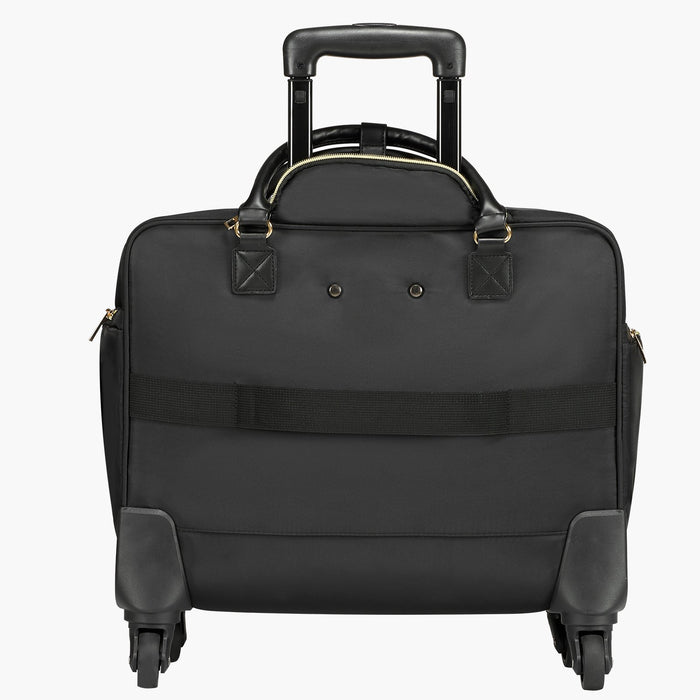 VEVOR Rolling Laptop Bag, Fits Up to 17.3 Inch Laptop, Wheeled Briefcase, Roller Computer Tote Bag with 4 Spinner Wheels & TSA Lock, Laptop Case for Work Travel Business, Women & Men (Black Gold)
