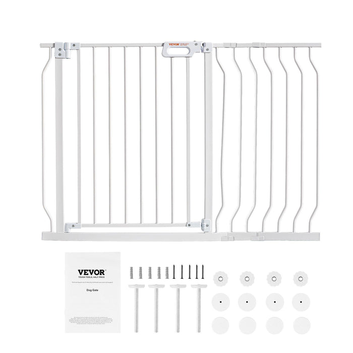 Baby Gate, 749-1229 mm Extra Wide, 762 mm High, Dog Gate for Stairs Doorways and House, Easy Step Walk Thru Auto Close Child Gate Pet Security Gate with Pressure Mount and Wall Mount Kit, White