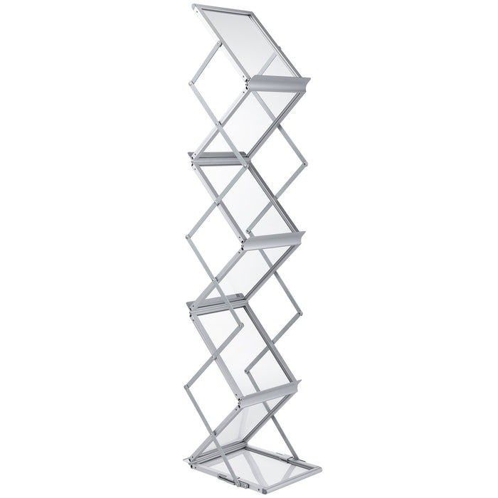 VEVOR Literature Rack, 6 Pockets, Pop up Aluminum Magazine Rack, Lightweight Catalog Holder Stand w/Carrying Bag for Living Room, Hotel, Trade Show, Exhibition, Office