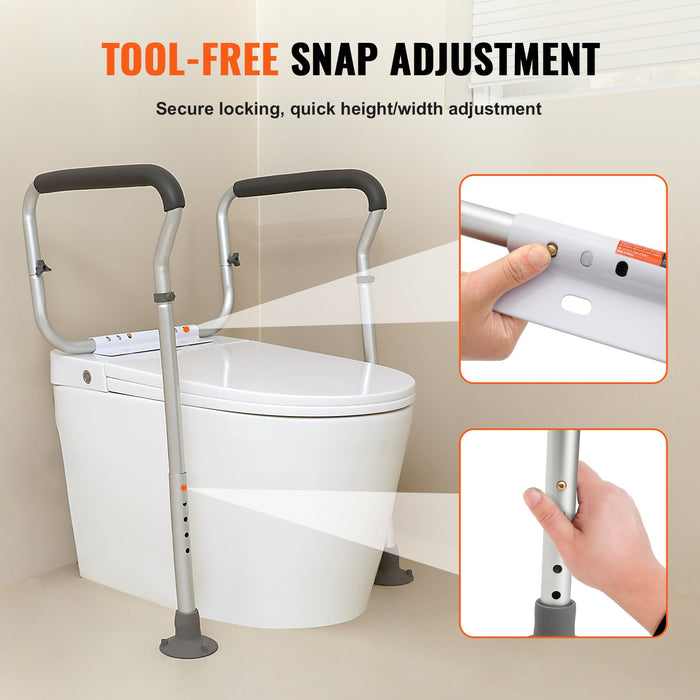 VEVOR Toilet Safety Rail, Bathroom Toilet Seat Frame, Adjustable Width & Height Fit Most Toilets, Supports 136 kg, Toilet Handles Grab Bars with Padded Armrests for Handicap, Disabled, Seniors