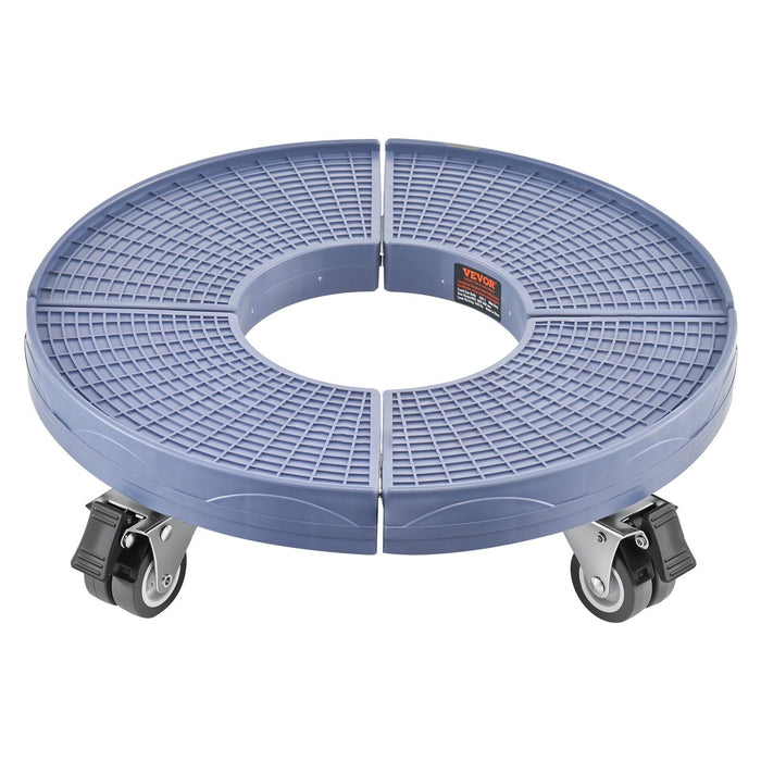 Trash Can Dolly with 4 Lockable Wheels, 440lbs Weight Capacity, Round Trash Can Roller Base, 15-22.8 in Adjustable, Heavy Duty Drum Dolly Plant Caddy, Multi-Functional Rolling Dolly Cart, Blue