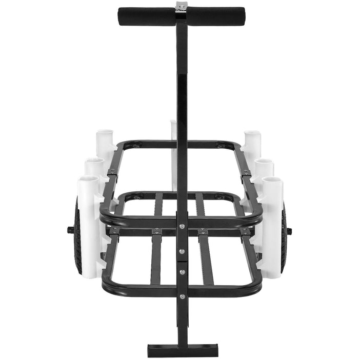 VEVOR Beach Fishing Cart, 91 kg Load Capacity, Fish and Marine Cart with Two 275 mm Big Wheels Rubber Balloon Tires for Sand, Heavy-Duty Steel Pier Wagon Trolley with 7 Rod Holders for Fishing, Picnic