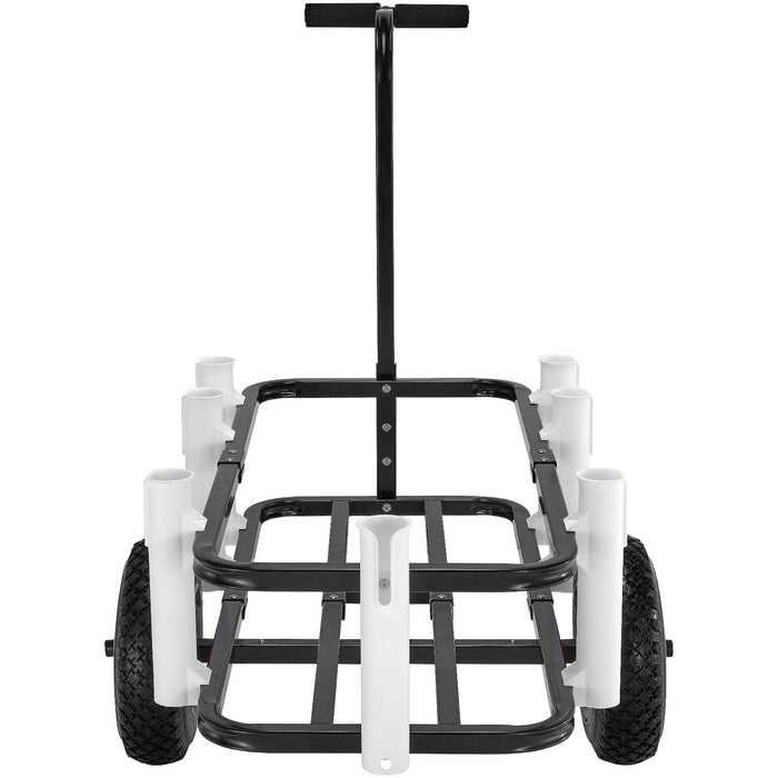 VEVOR Beach Fishing Cart, 91 kg Load Capacity, Fish and Marine Cart with Two 275 mm Big Wheels Rubber Balloon Tires for Sand, Heavy-Duty Steel Pier Wagon Trolley with 7 Rod Holders for Fishing, Picnic