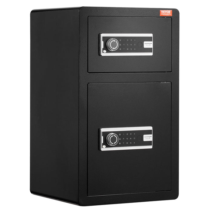 VEVOR Double Doors 4.5 cu.ft Safe Box with Key Lock & Password, Safe Lock Box with Fireproof Bag, Key Rack, LED Light and 2 Height Adjustable and Removable Divider for Money, Documents, Jewelry and Valuables, Black