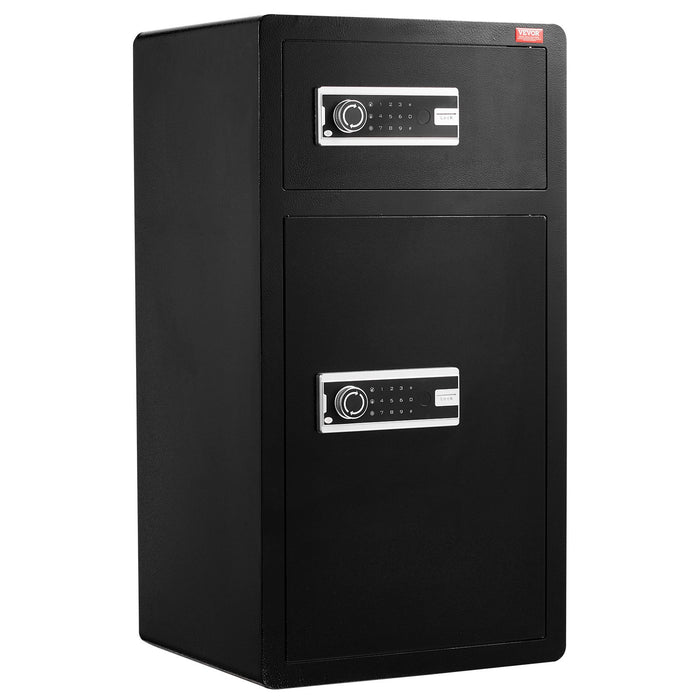 VEVOR Double Doors 7.2 cu.ft Safe Box with Key Lock & Password, Safe Lock Box with Fireproof Bag, Key Rack, LED Light and 2 Height Adjustable and Removable Divider for Money, Documents, Jewelry and Valuables, Black