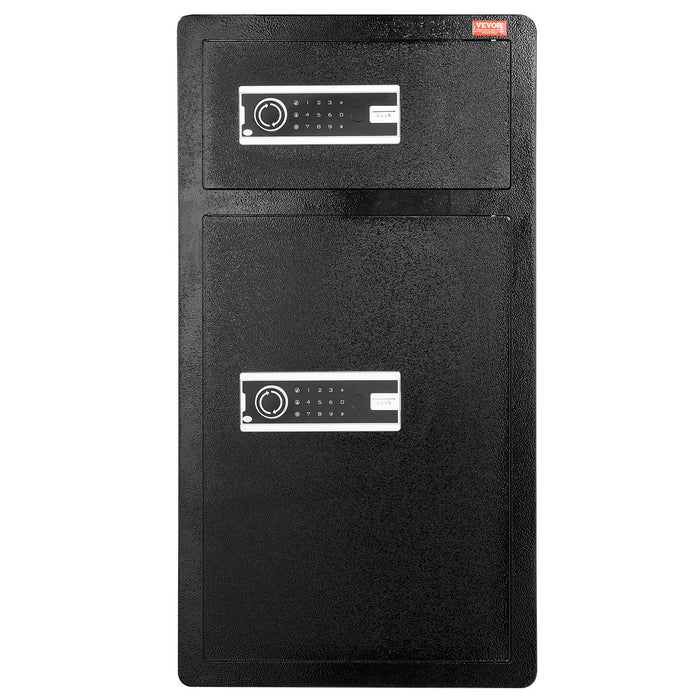 VEVOR Double Doors 7.2 cu.ft Safe Box with Key Lock & Password, Safe Lock Box with Fireproof Bag, Key Rack, LED Light and 2 Height Adjustable and Removable Divider for Money, Documents, Jewelry and Valuables, Black