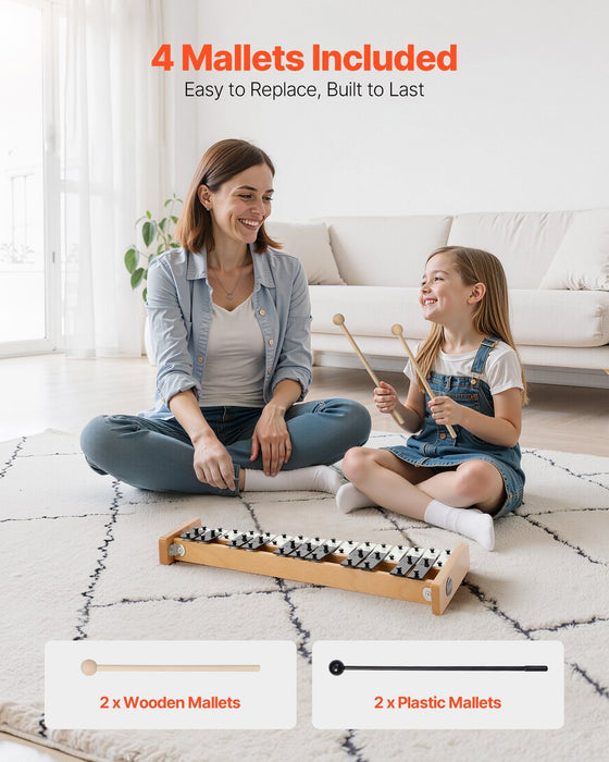 Glockenspiel Xylophone, 27 Notes, Professional Xylophone Percussion Instrument, with Metal Keys, Includes 4 Mallets, Carrying Bag, Beginner Musical Instrument for Adults and Kids Music Teaching