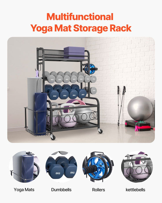 Home Gym Workout Equipment Organizer Yoga Mat Storage Weight Rack Dumbbell 870 x 405 x 1010 mm
