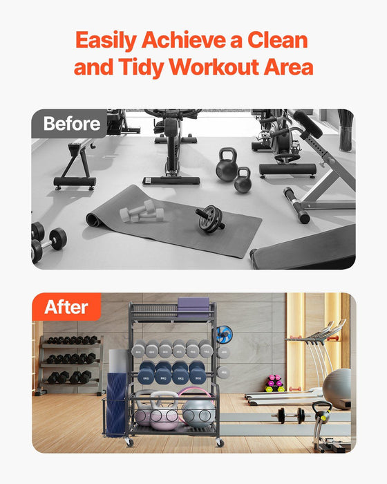 Home Gym Workout Equipment Organizer Yoga Mat Storage Weight Rack Dumbbell 870 x 405 x 1010 mm