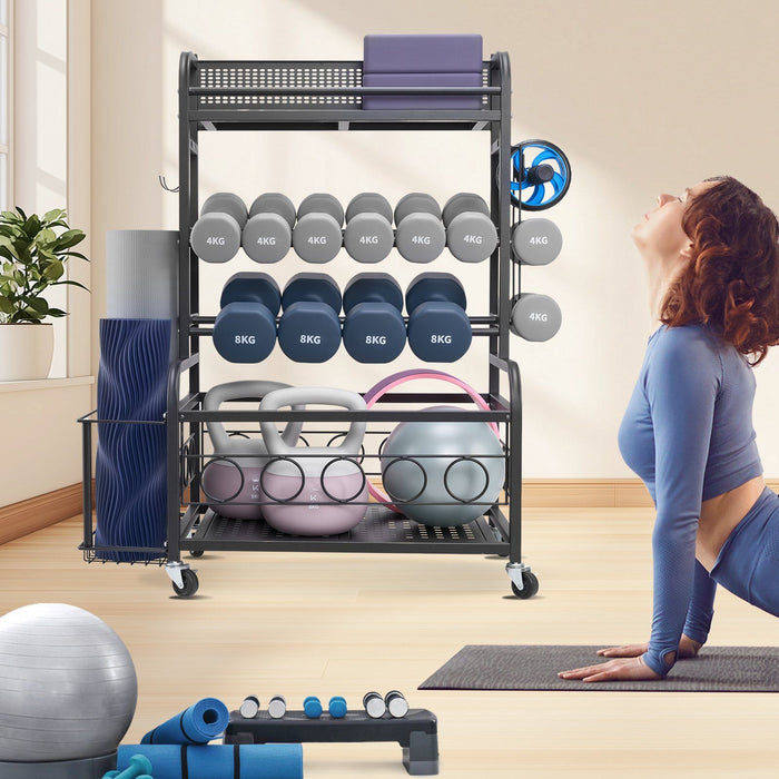 Home Gym Workout Equipment Organizer Yoga Mat Storage Weight Rack Dumbbell 870 x 405 x 1010 mm