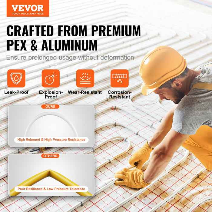 VEVOR PEX-AL-PEX Tube, 300M, 16 mm Diameter Aluminum-Plastic Composite Pipe Oxygen Barrier Radiant Floor PEX Pipe, 2 mm Thickness Radiant Heat Floor Plumbing Inner Aluminum Layer PEX Tubing Pipe