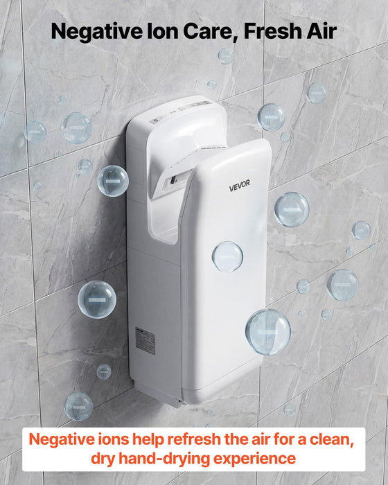 Vertical Hand Dryer, Hand Dryers with HEPA Filter, 19000 RPM High-Speed Motor, Dual-Side Airflow, ABS Sturdy Automatic Air Wall Mount Fast Drying for Commercial Bathrooms Modern Home, White